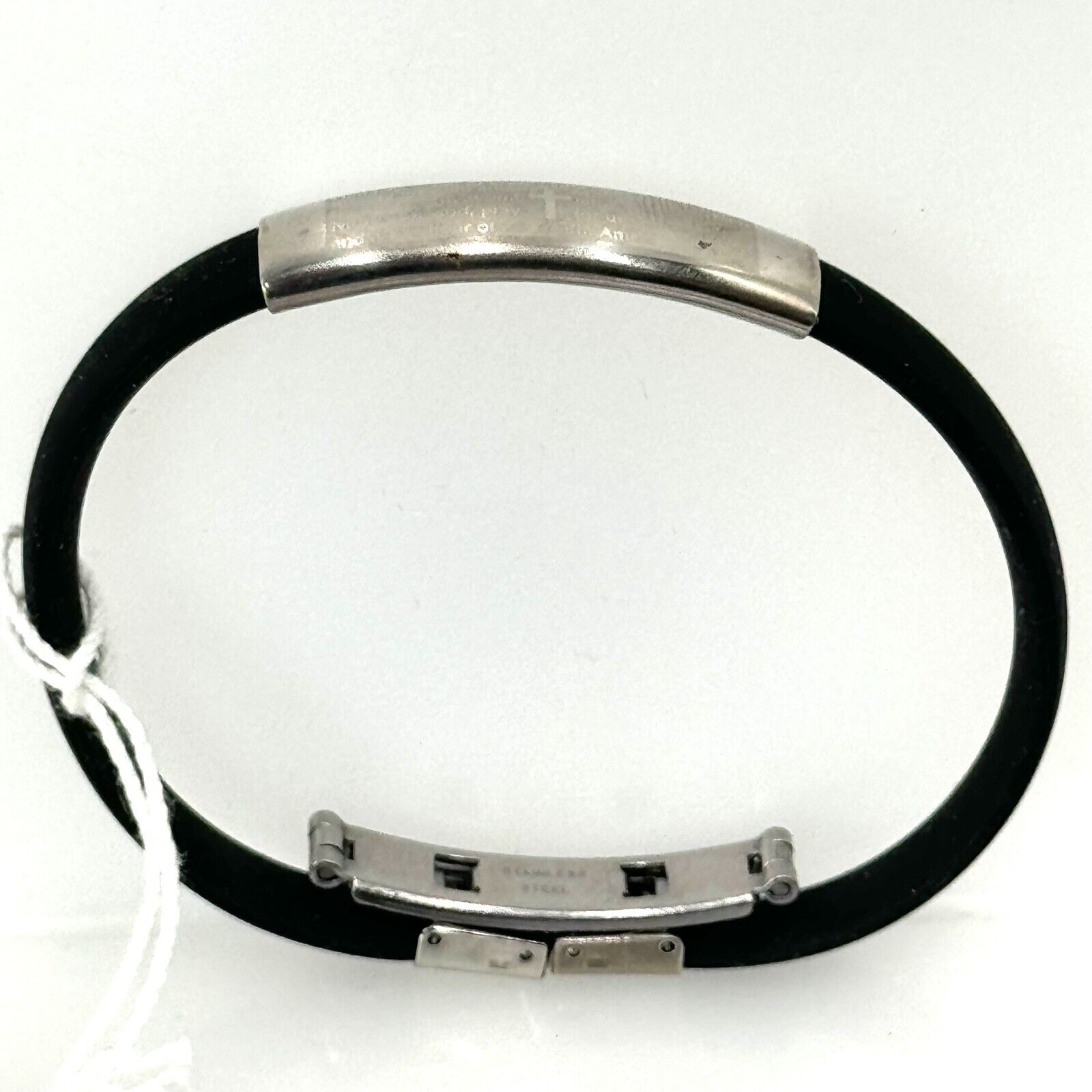4pk Milagros Insperational Jewelry Black Rubber Stainless Steel Bracelet NWT