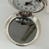 Isabellas Journey Silver Pocket Watch Necklace 28in Adjustable Chain Rose Christ