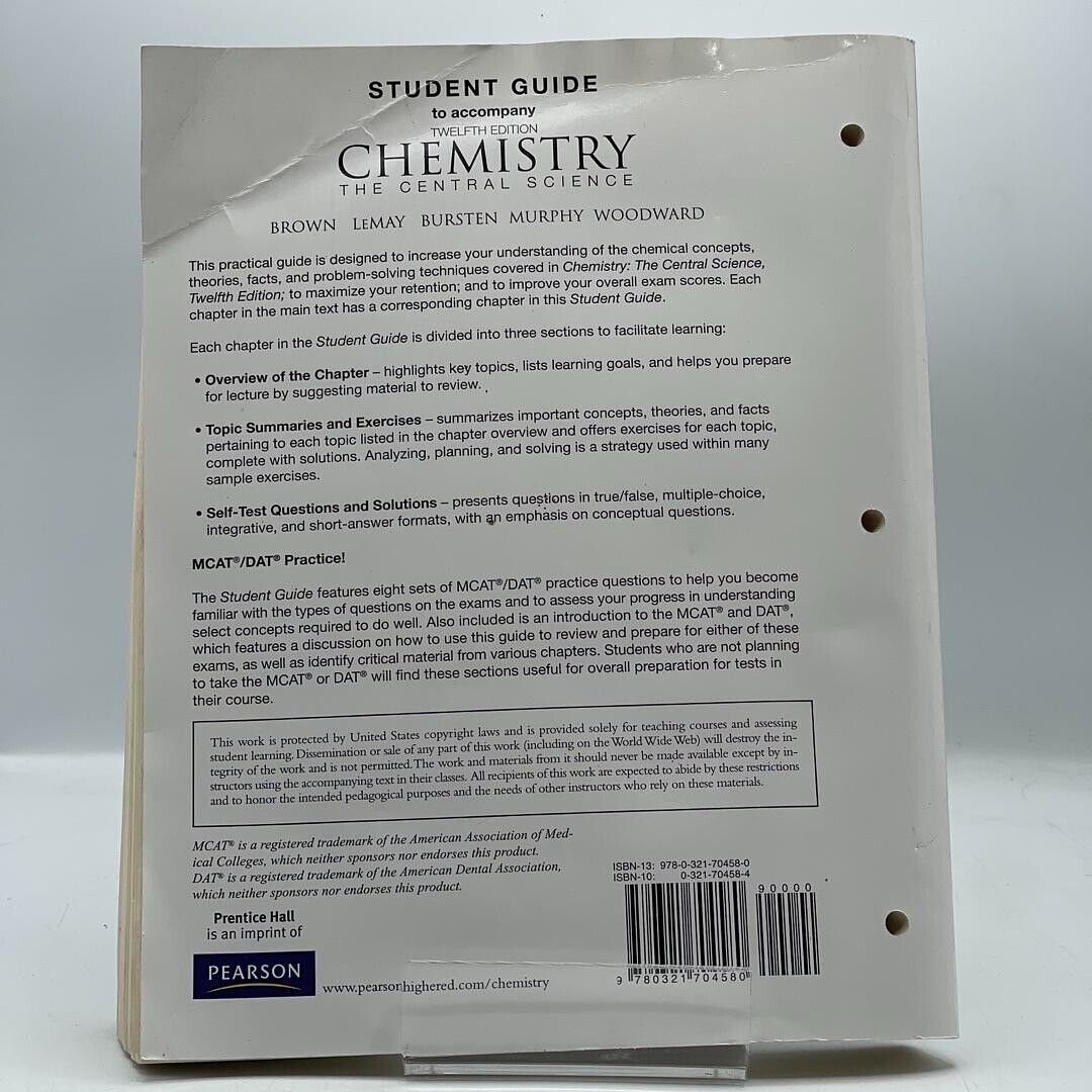 Student's Guide for Chemistry : The Central Science by Theodore E. Brown and...