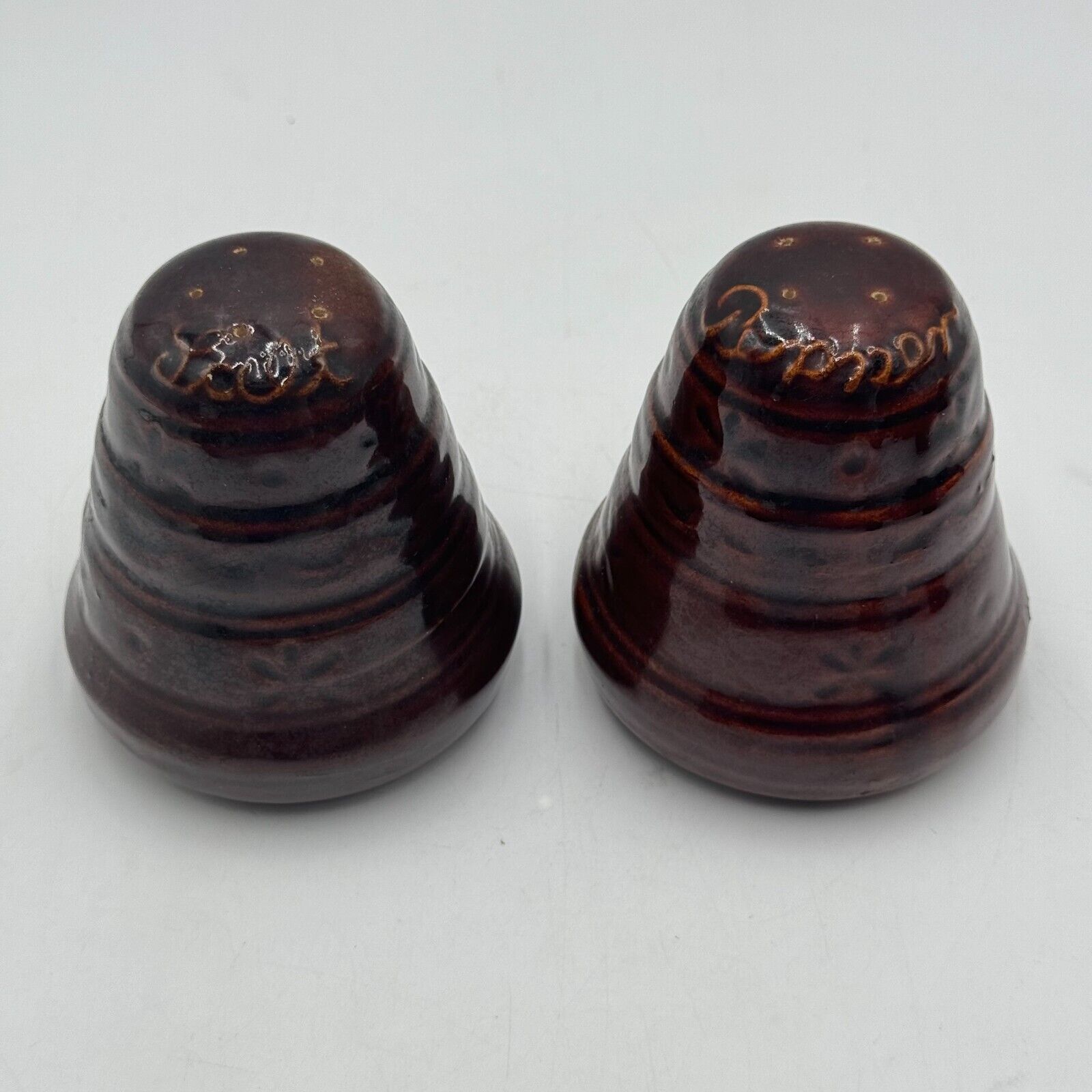 10pc Set Marcrest Daisy Dot Brown Ceramic Creamer Salt Pepper Shaker Coffee Mug