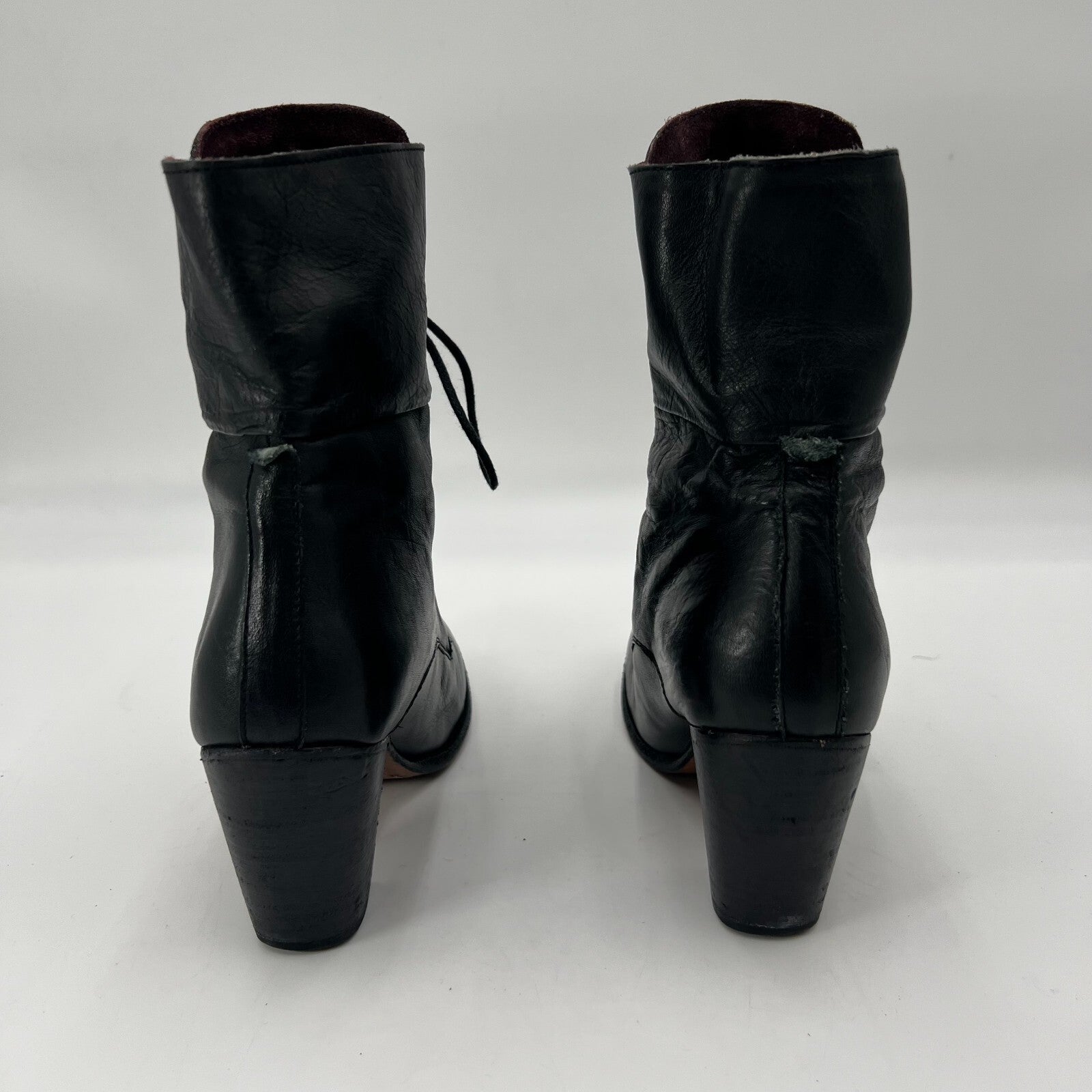 Zigi Soho Coraline Womens Black Leather Lace Up Ankle Boots Block Heel Size 8M