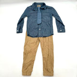 Brooklyn Boys 3pc Outfit Kids Dress Clothes Blue Button Up Tan Toddler Size 3T