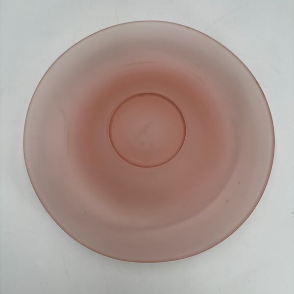 Vintage MCM Grandma Frosted Pink Depression Glass Rolled Edge 12" Console Bowl