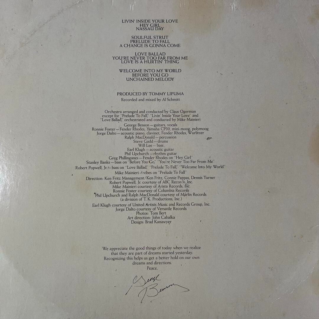 George Benson – Livin' Inside Your Love 2 Vinyl LP Warner Bros Records 2BSK 3277