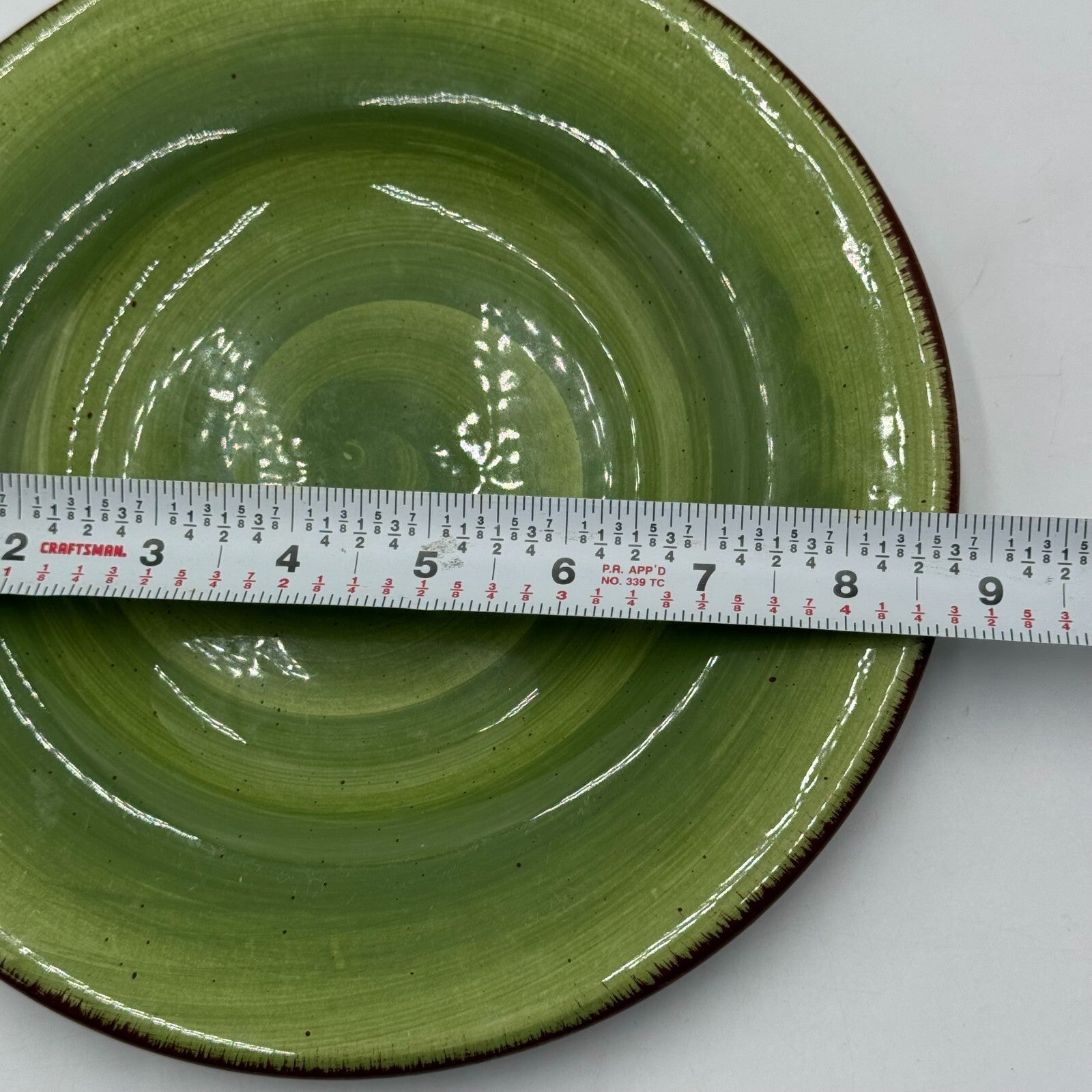 Set of 5 Hausenware 9in Salad Plates Green Dishwasher Microwave Safe (Chips))
