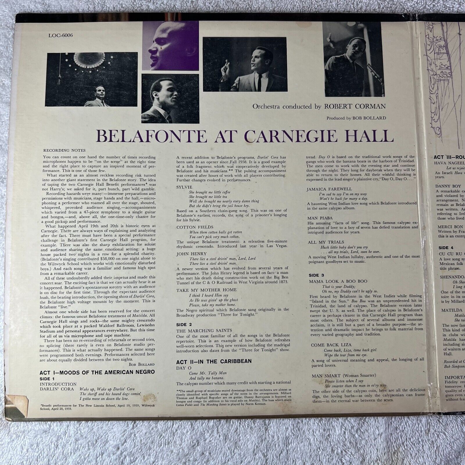 Belafonte At Carnegie Hall - The Complete Concert 2 Vinyl LP RCA LSO 6006 (2)