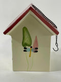 Hand-Painted Beautiful 9x7 in Ceramic Bird Feeder with Hanging Chain