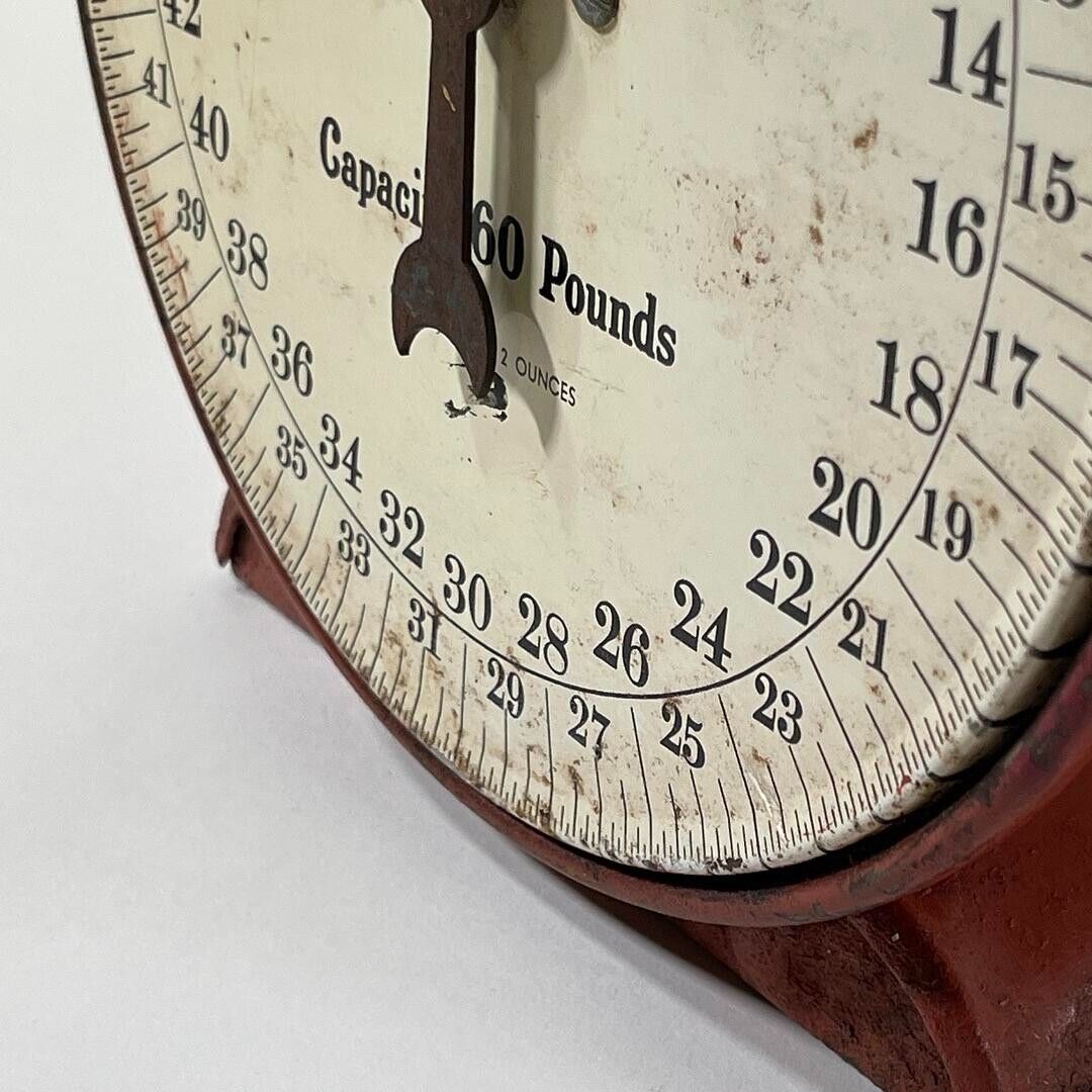 Vintage Red Hanson 60lb Utility Scale - Made in the USA