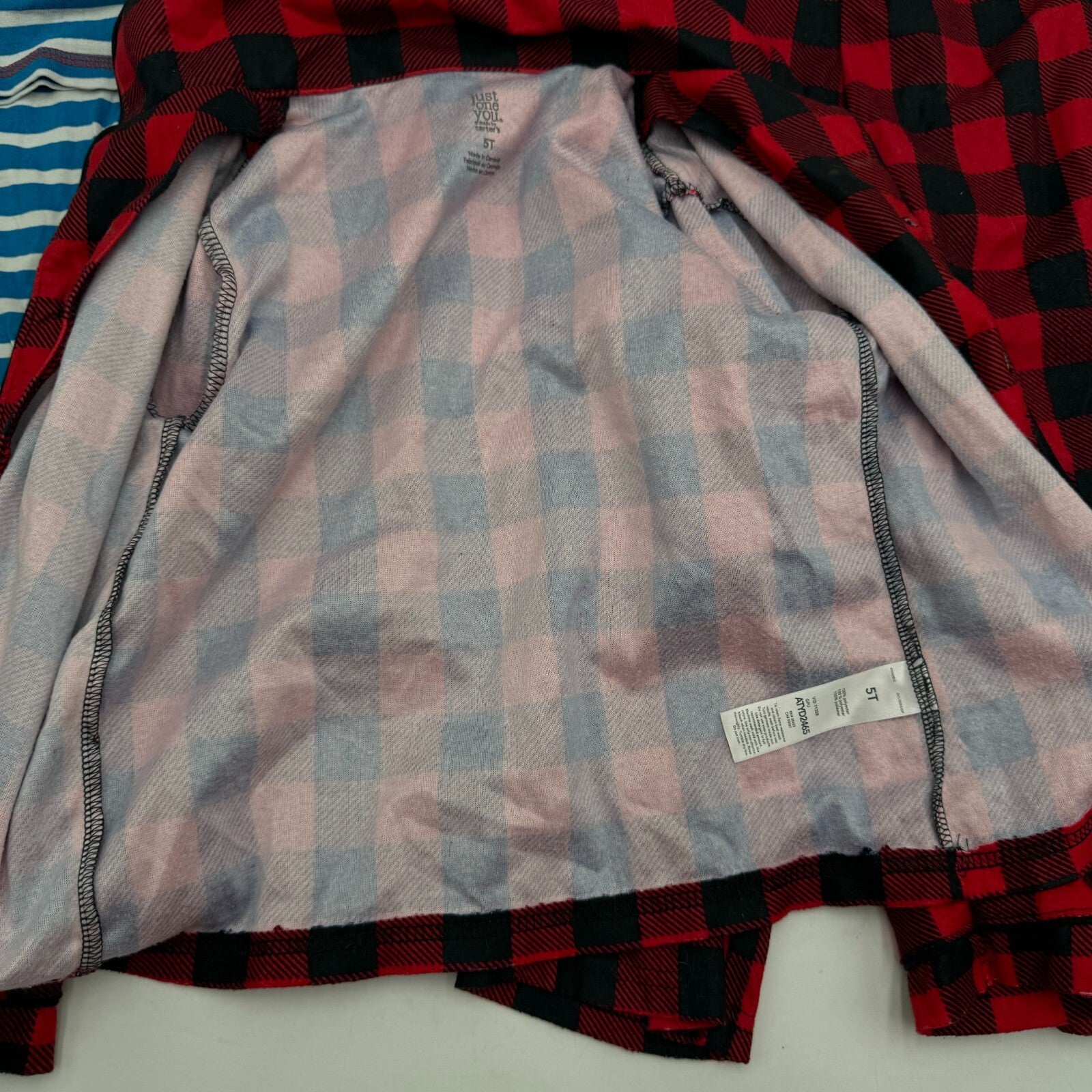 Pair of Carter’s Pajama Sets Vroom Race Car Blue Stripes Red Checkered Size 5T