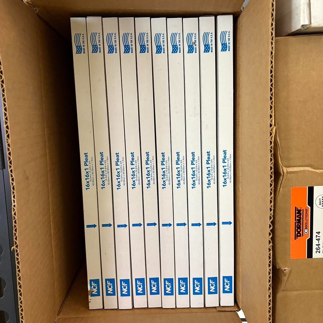 16X16X1 MERV 8 Pleated AC Furnace Air Filters. Case of 10