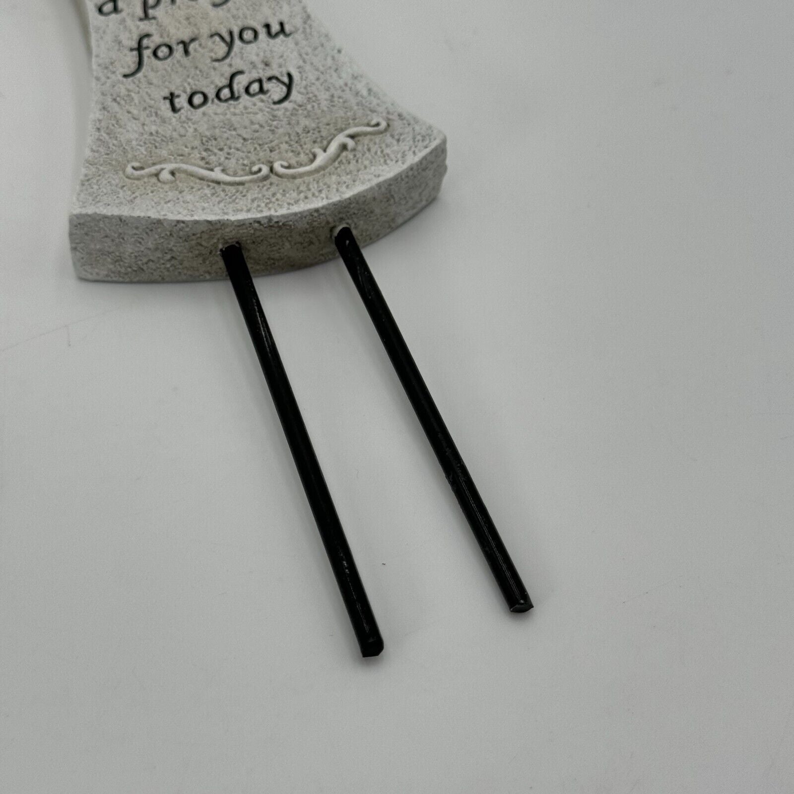 Angelic 10in Cross Gray Black Prayer Carved Angel 3in Metal Stakes Art Decor