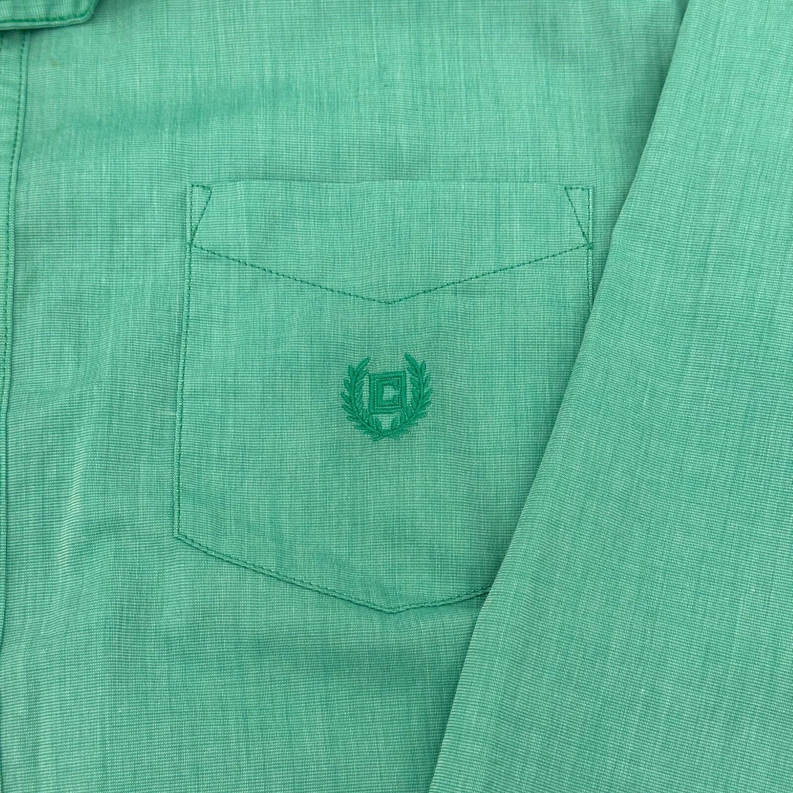 Chaps Mens Preppy Collared Long Sleeve Cuffed Button Up Shirt Green Size L