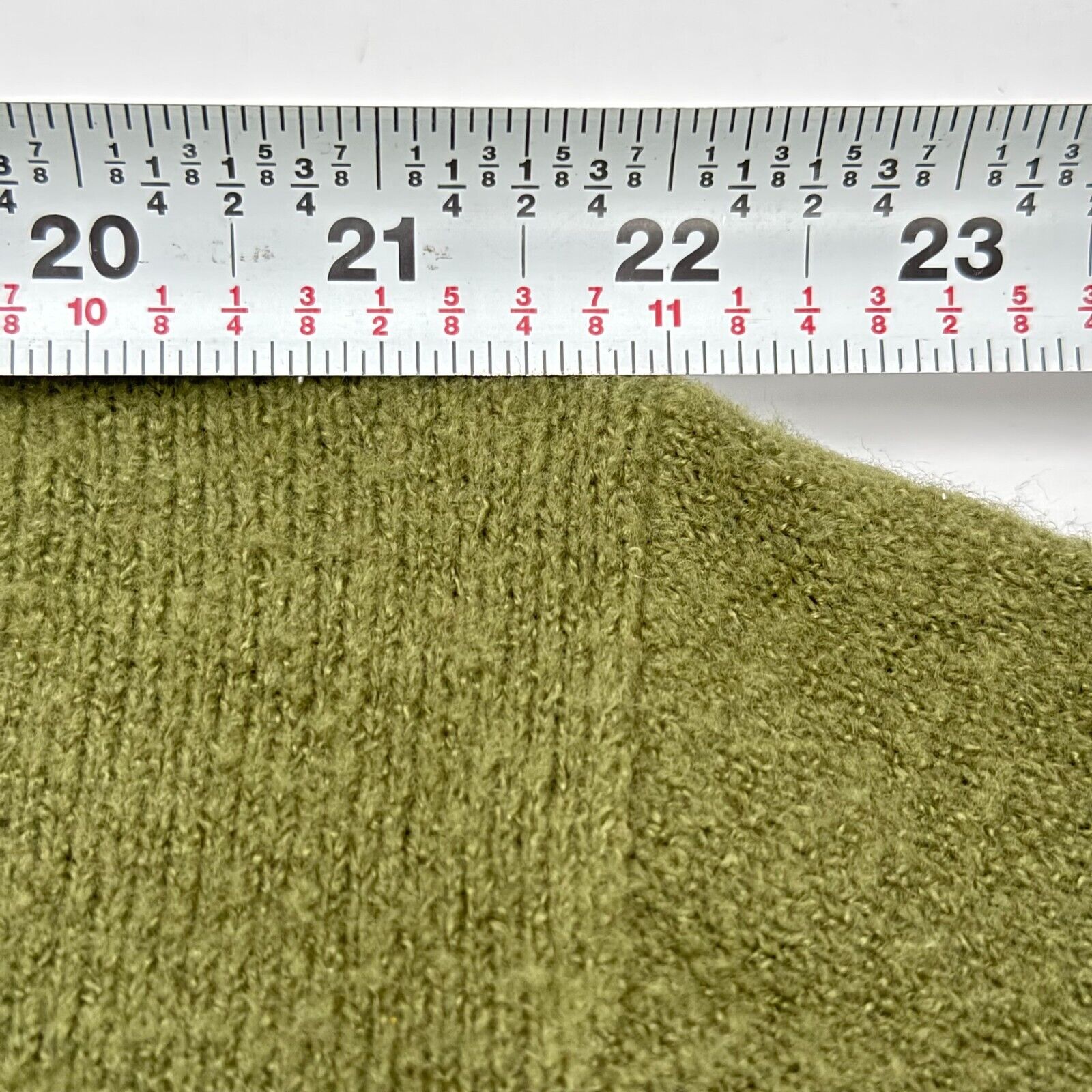 Olive Green Knit Cardigan Open Sweater Pockets Long Split Sides Womens Size S