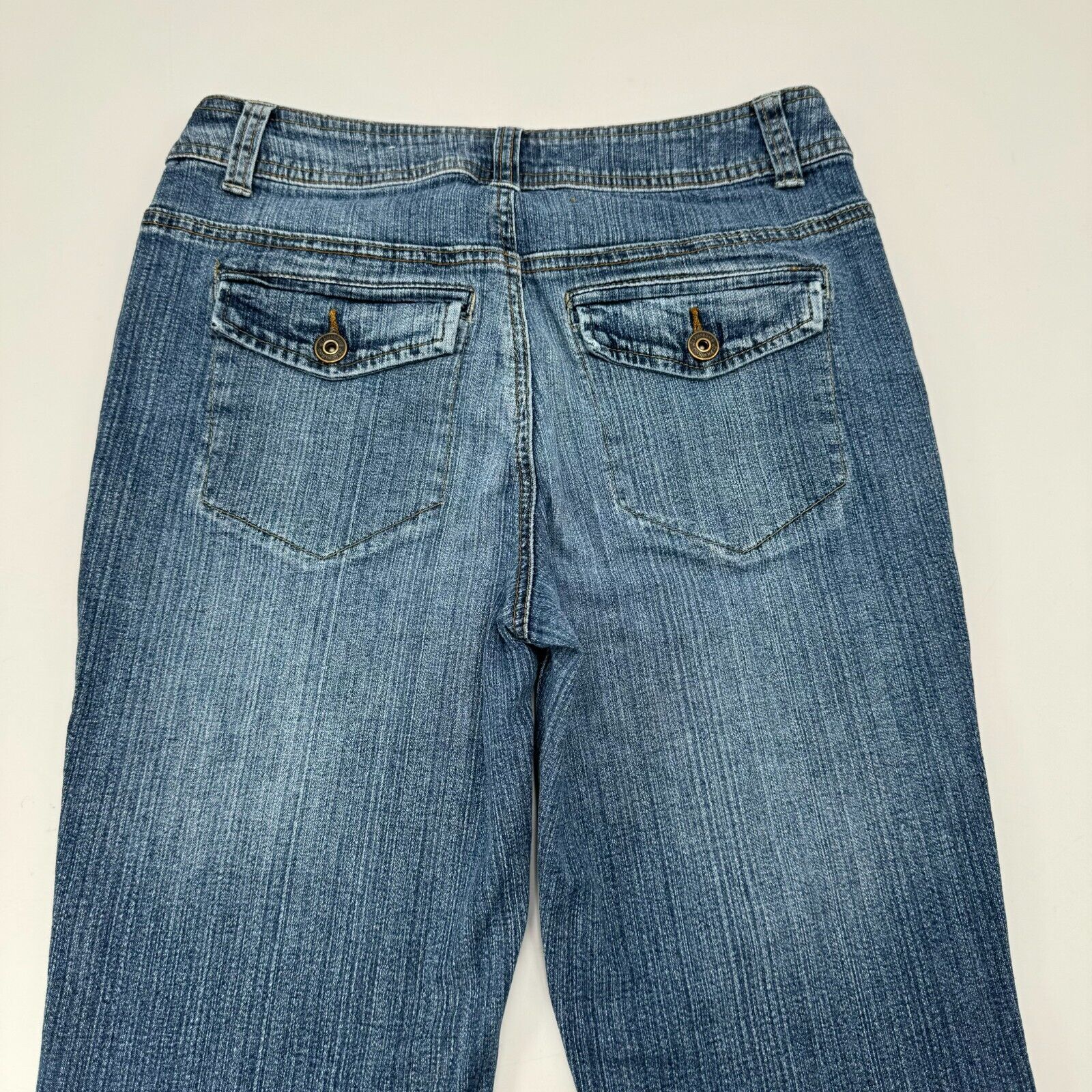 St Johns Bay Womens Preppy Boot Cut Stretch Jeans Light Wash Blue Size 6