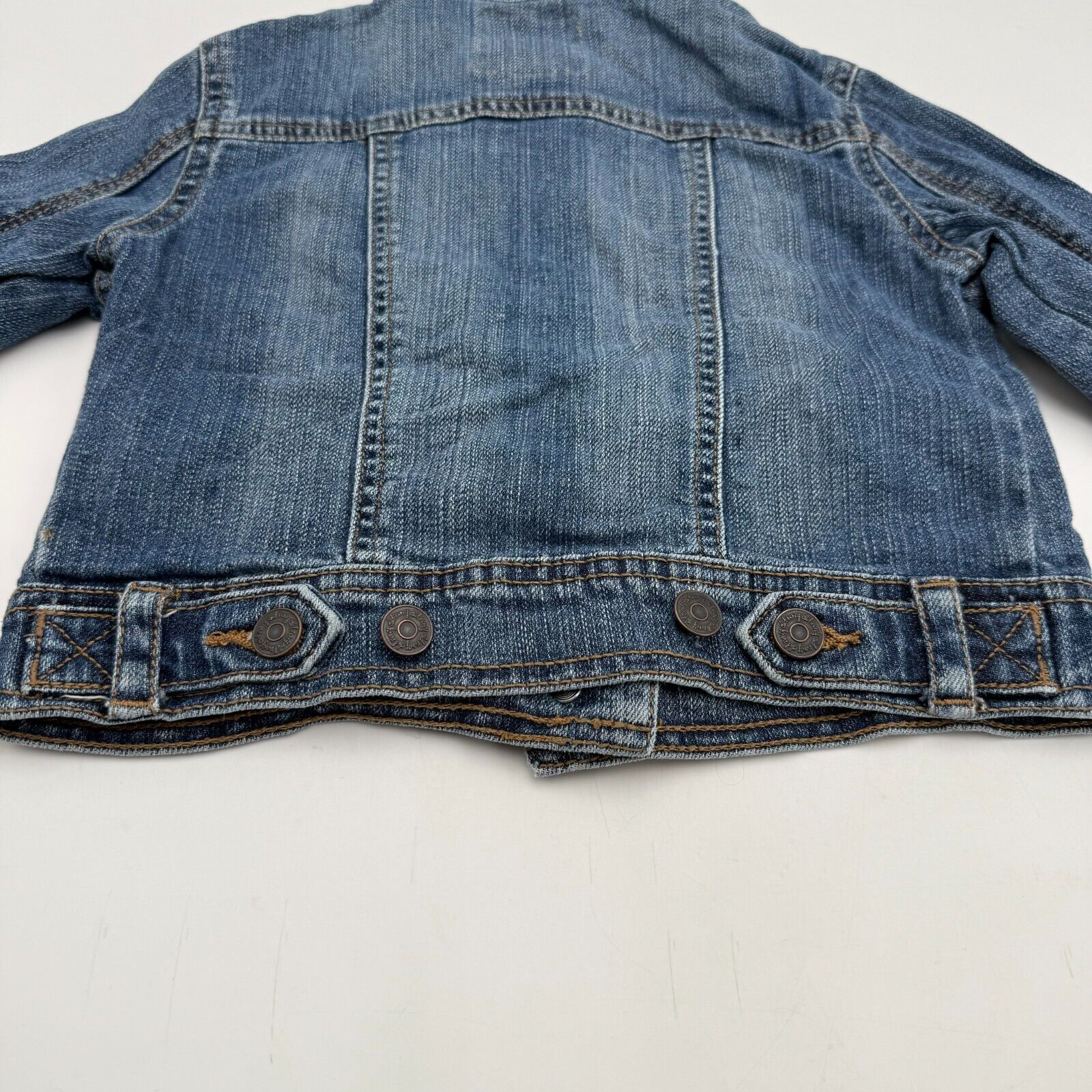 Old Navy Unisex Kids Denim Jacket Blue Collared Button Long Sleeve Size Small
