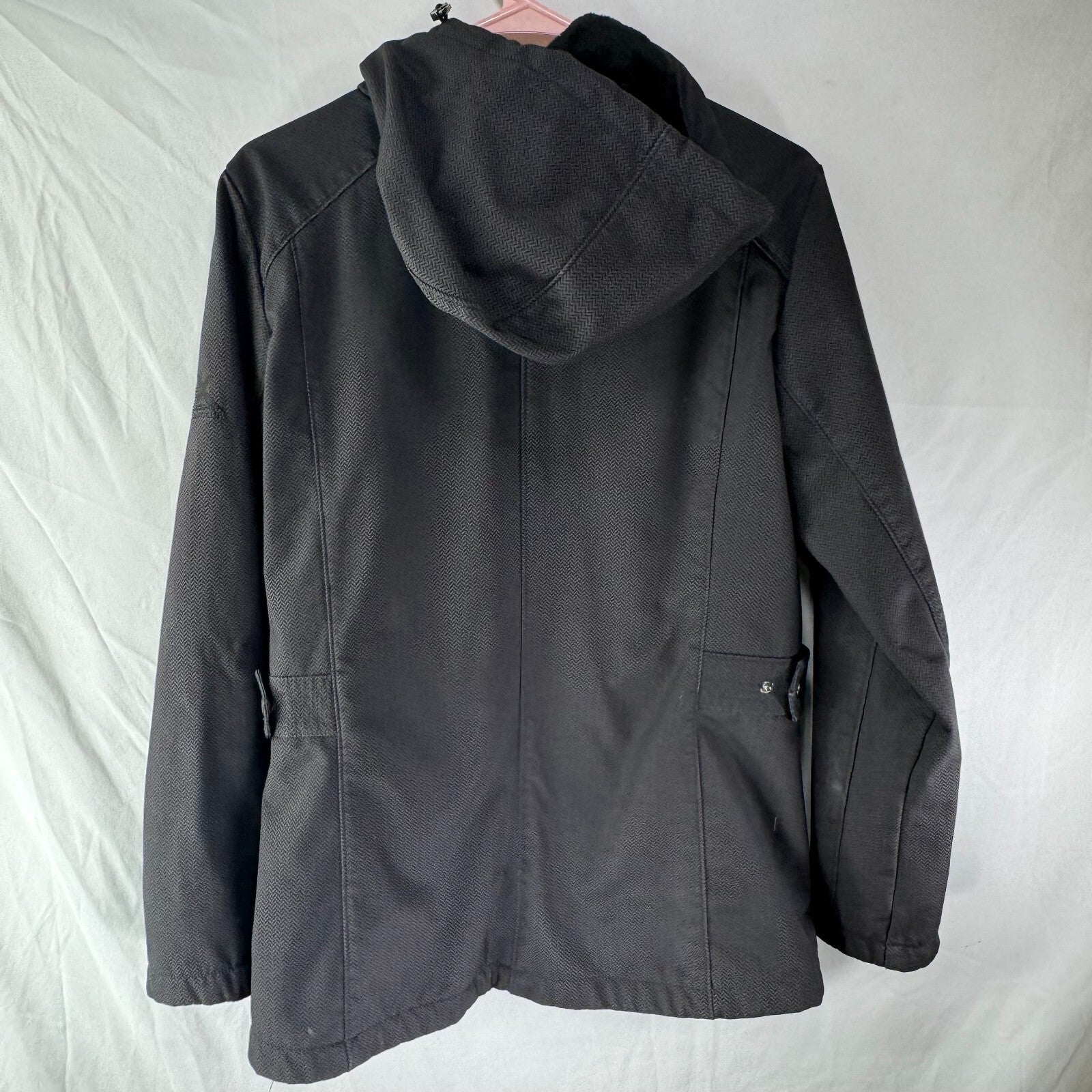 ZeroXposur Womens Wooly Full Zip Hooded Jacket Fuzzy Winter Fall Black Size L