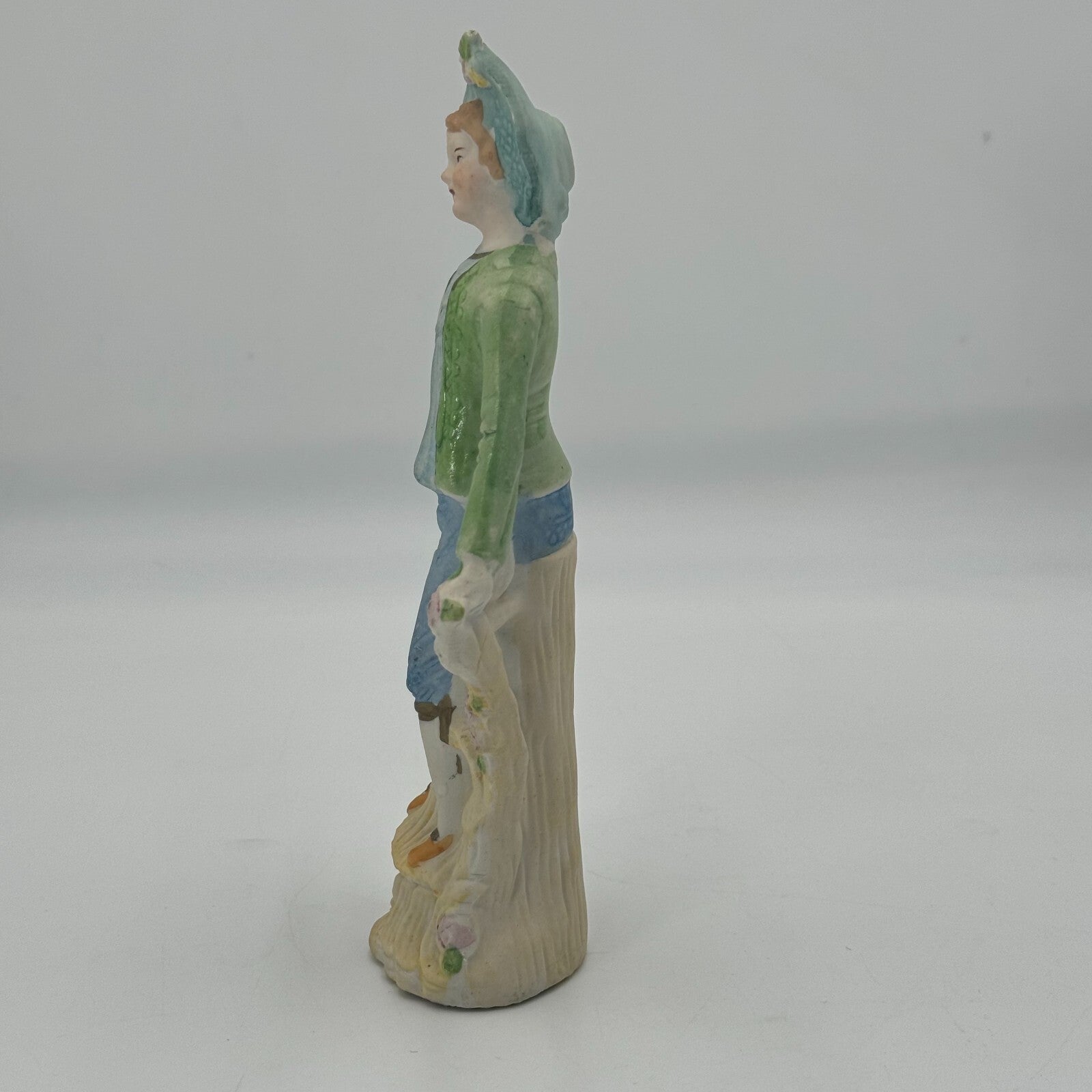 Vintage Occupied Japan Pastoral Fence Roses Hand Painted Bisque Andrea Figurine