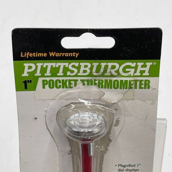 Pittsburgh 1" Pocket Thermometer Easy To Read With Handy Pocket Sheath - NOB