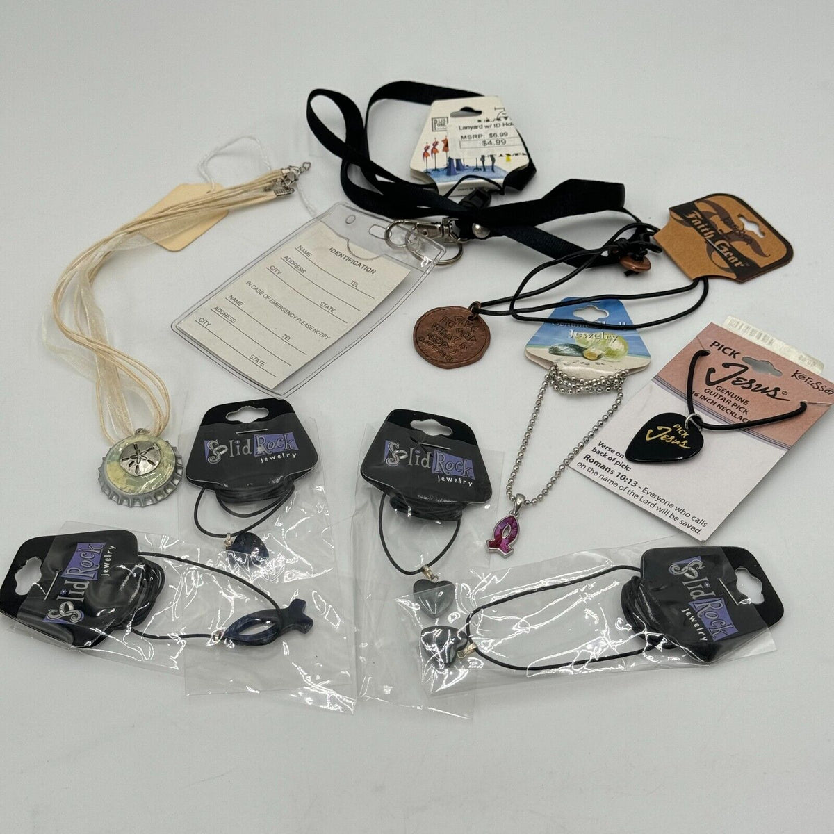 Lot of 8 Necklaces + Bonus Lanyard Christian Shell Jewelry Pink Fish Heart NEW