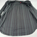 Alfani Gray Mens Classic Long Sleeve Button Up Shirt Green Stripes Size XL