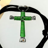 The Disciple’s Cross 100% Hand Crafted USA Christians Green Coil Necklace NWT