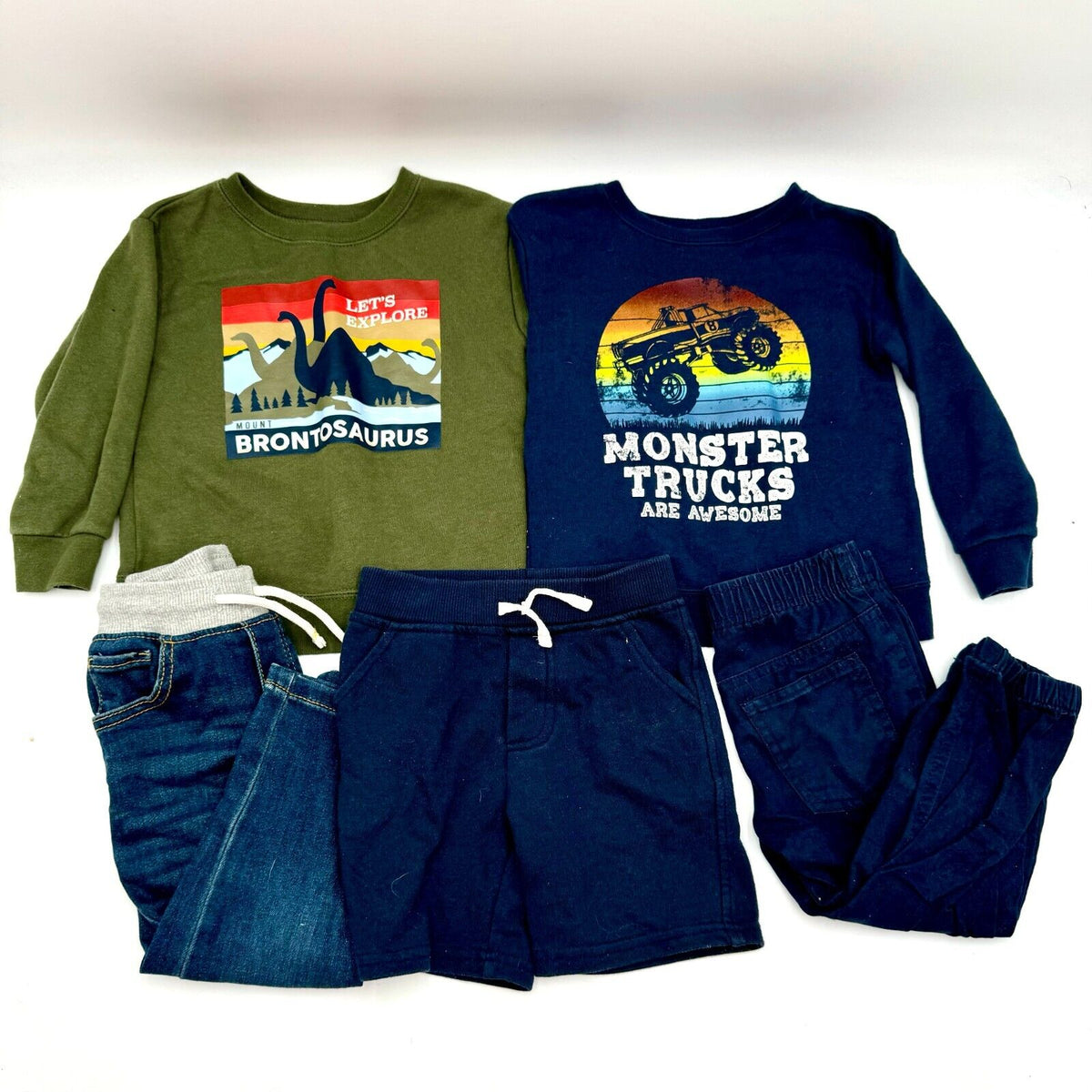 Lot of 5 2T Toddler Clothing Long Sleeve Sweatshirts Stretch Jeans Shorts