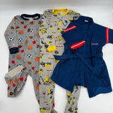 Lot of 3 Kids Sports-Themed Sleepwear Zip Up One piece & Robe Size 3T