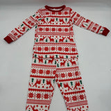 2 Piece Christmas Outfit Long Sleeve & Pants Red Green Reindeer Tree Kid Size 6