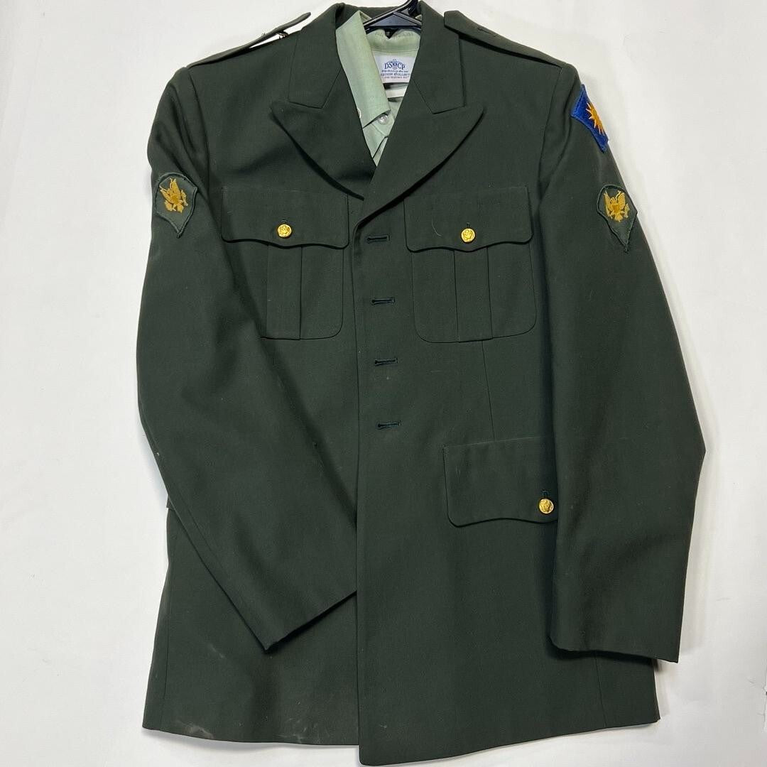 US Army Dress Greens 3pc Suit Jacket 40R Shirt Size 16 Slacks 32 R 2nd Infantry