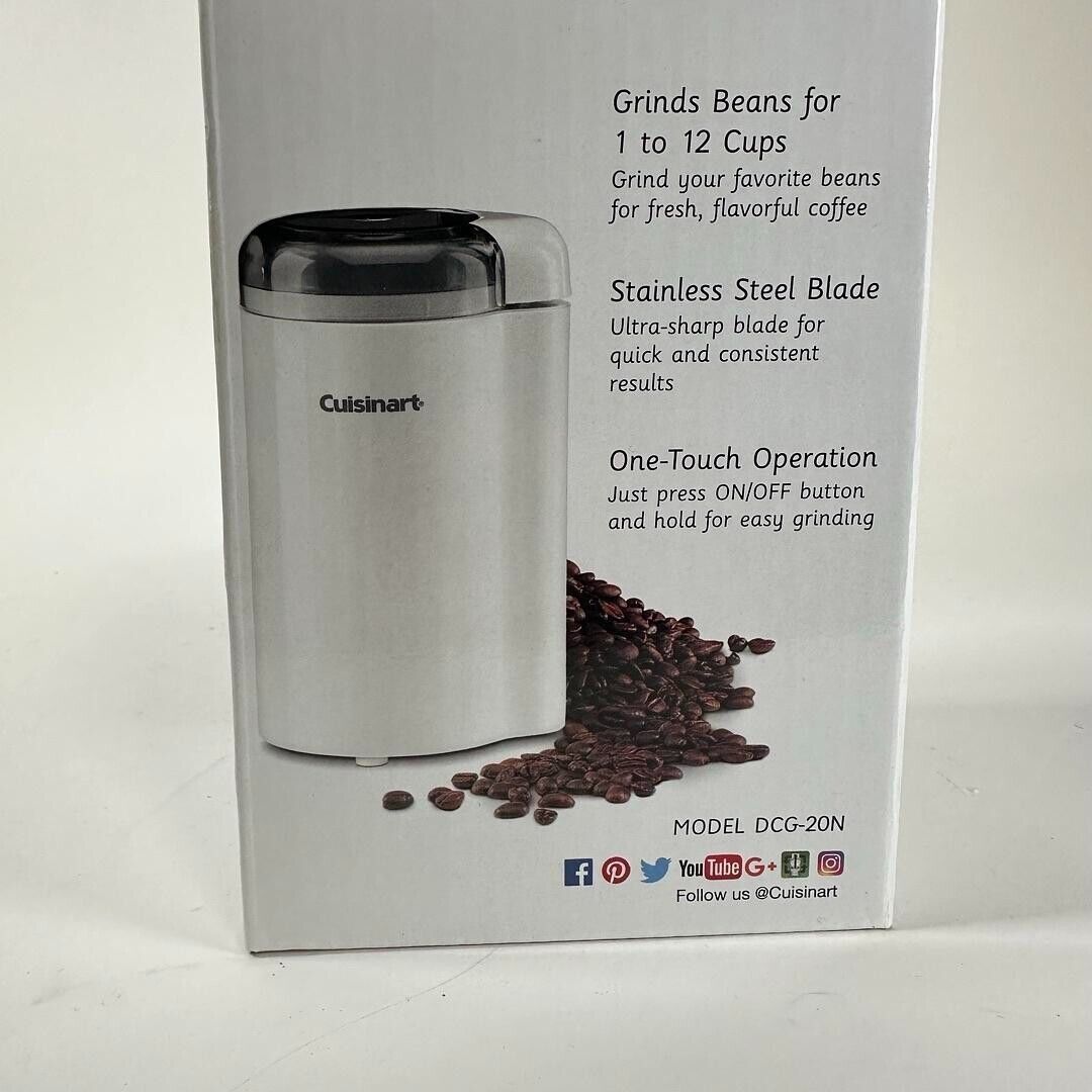Cuisinart White Coffee Bar Grinder DCG-20N Up to 12 Cups - SIMPLE AND SAFE