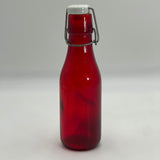 Colorful Red Glass Bottle with Flip-Top Metal Clasp 10"