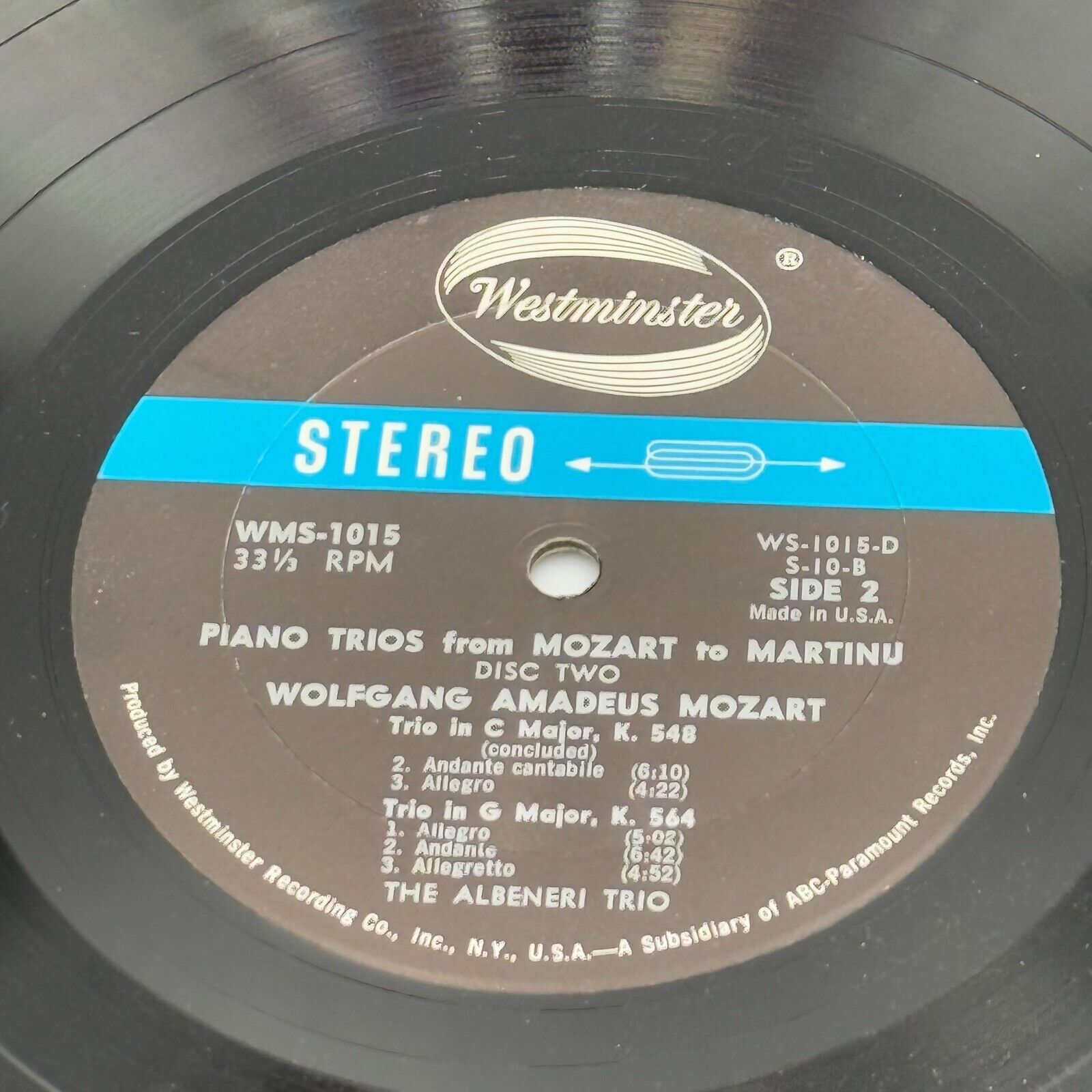 The Albeneri Trio - Piano Trios from Mozart to Martinu 3 Vinyl LP WMS 1015