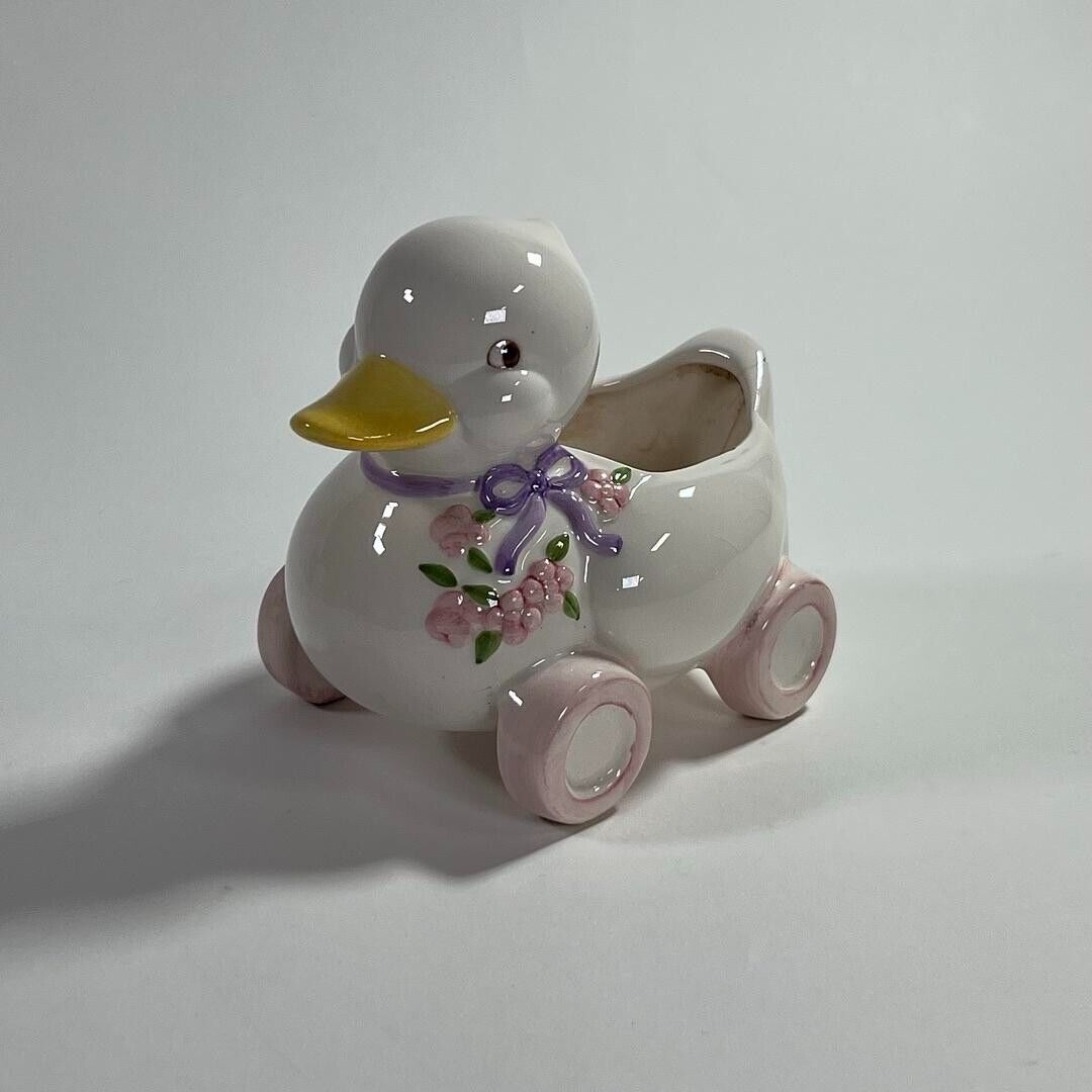 Vintage Beautiful Ceramic Duck Small Planter - Minor Chip/Crack on Tail