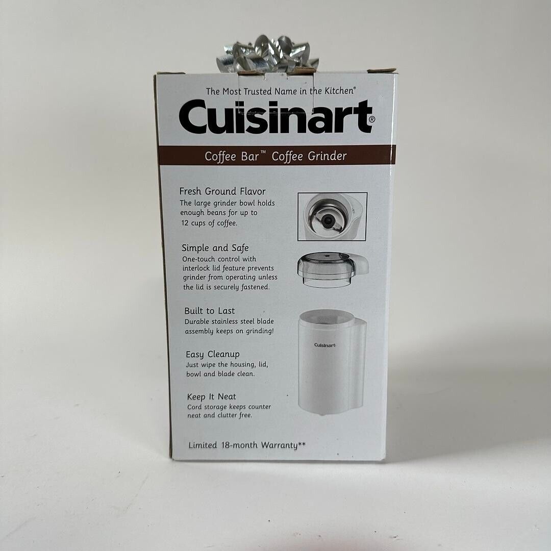 Cuisinart White Coffee Bar Grinder DCG-20N Up to 12 Cups - SIMPLE AND SAFE