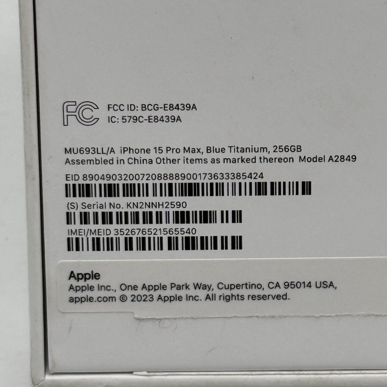 Apple iPhone 15 Pro MAX Blue Titanium 256GB - Empty Box ONLY