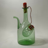 Vintage Large Hand Blown Green Glass Italian Wine Decanter with Ice Chamber