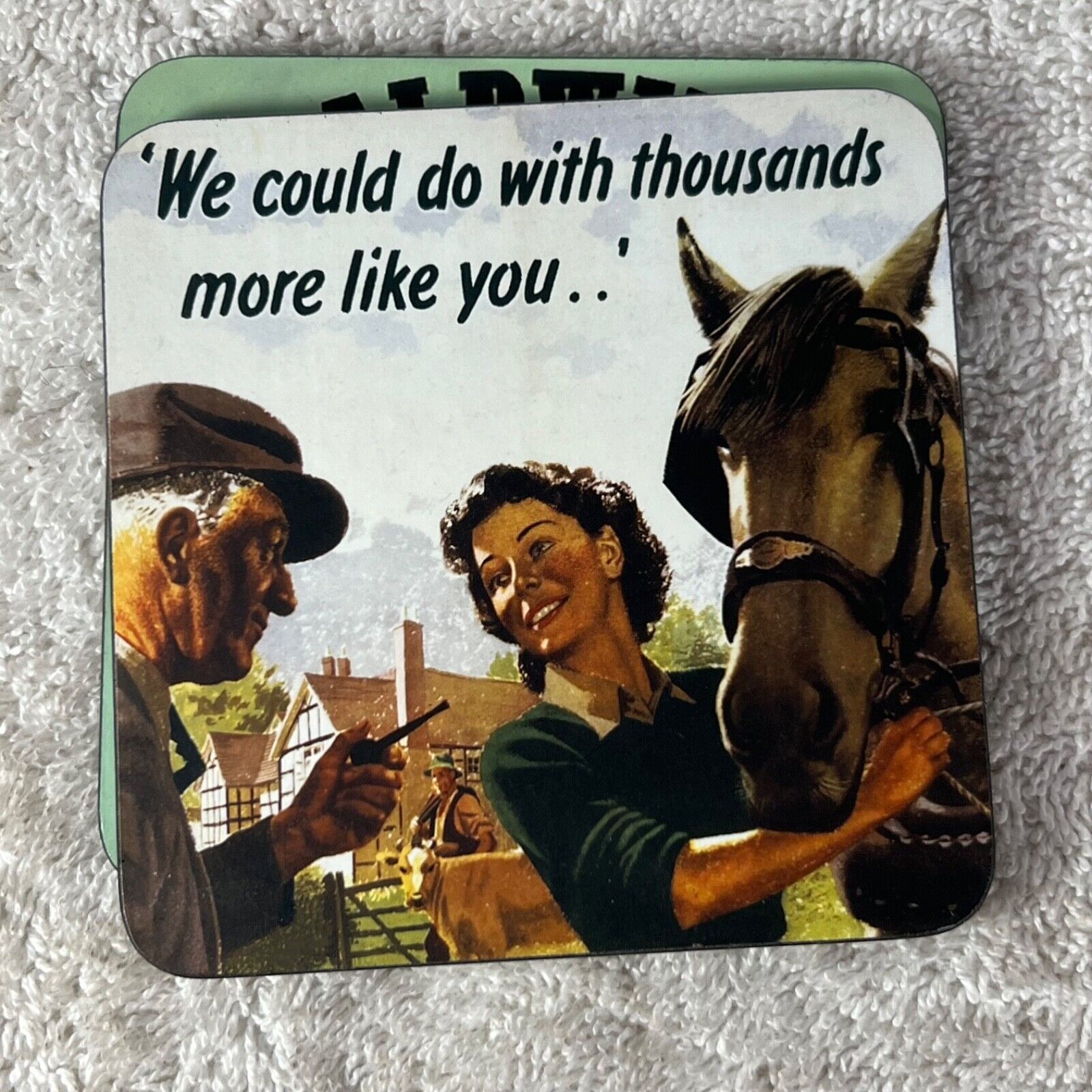 Robert Opie Vintage Style Set of 5 Cork Coasters Home Decor Washable Stackable