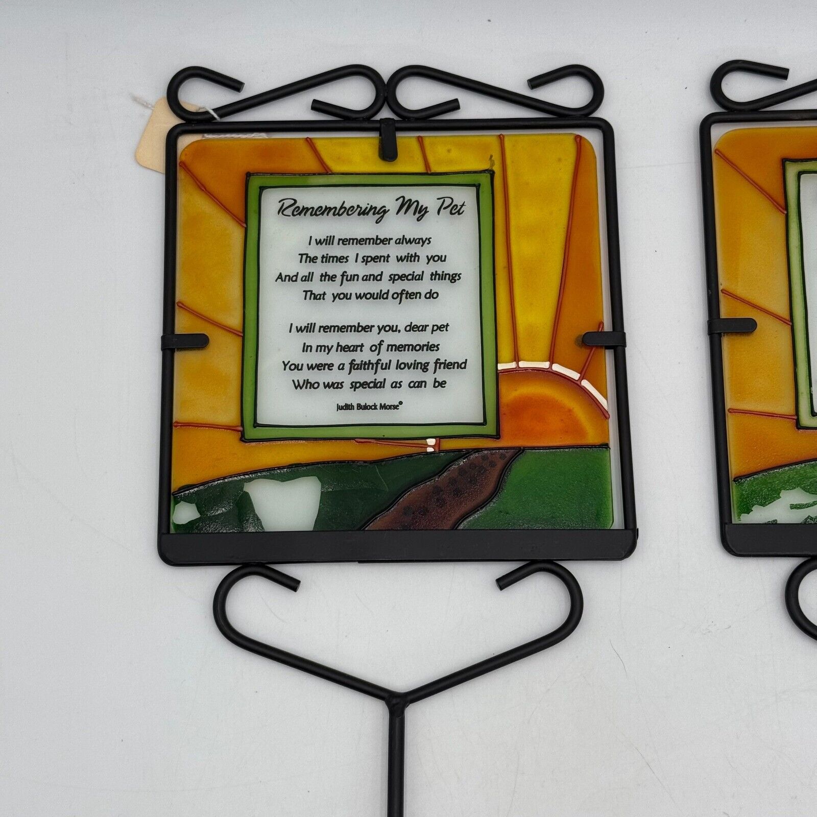 2pk 22in Metal Black Yard Stake Stained Glass Sign Remembering My Pet Memorial N