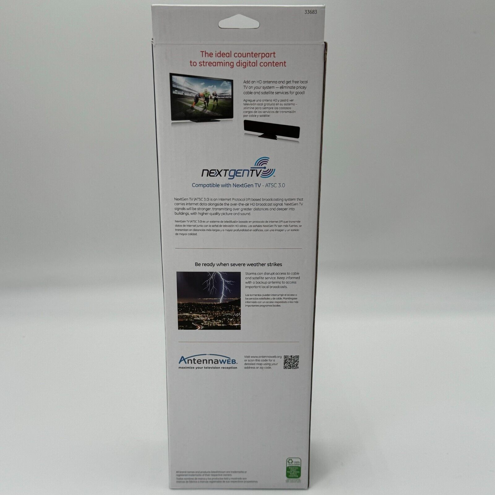General Electric Indoor Pro Bar 30 Mile HD Antenna HDTV 4K Ultra HD 1080P - New