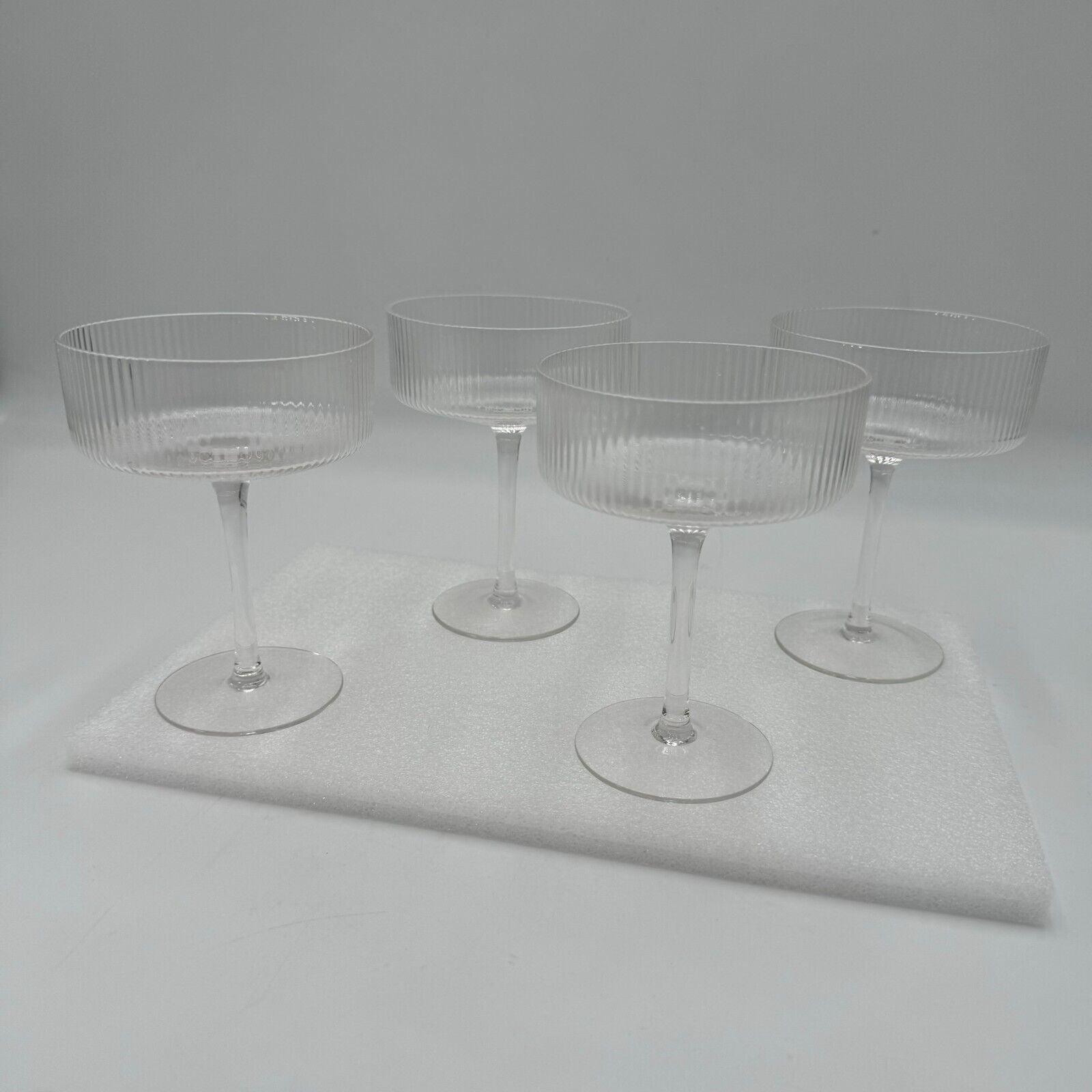 Cocktail Glasses Set of 4 Handmade Glass Ripples Design Chamagne Dining New